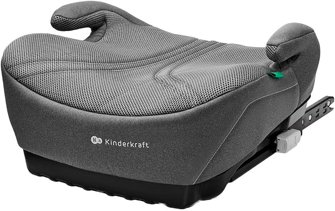 Kinderkraf I-BOOST 2, Siedzisko samochodowe i-Size R129, dla dzieci 125–150 cm (ok. 6–12 lat), Lekkie 1,2 kg, Montaż na pas samochodowy, Miękkie siedzisko, Zdejmowany pokrowiec, Szary