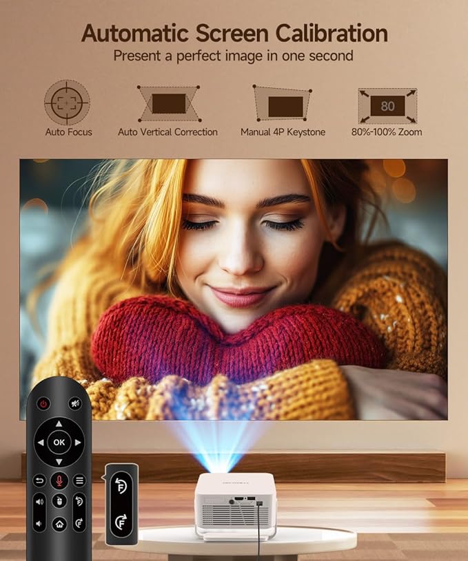 Magcubic Projektor, HY300max Mini projektor 4K i 8K z podwójnym zakresem WiFi 6 BT 5.4, 260 ANSI obsługuje autofokus i korekcję trapezu, nadaje się do projektora kina domowego | Przenośny projektor kompatybilny z automatyczną korekcją keystone 4K do kina domowego, biura i na kempingu - obrazek 6