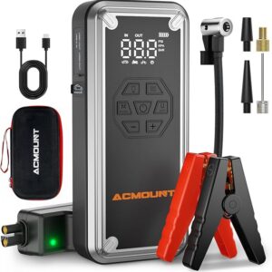 Rozrusznik Samochodowy 7000A, 21800mAh 150PSI Kompresor, Przenośny Wzmacniacz Baterii 12V Odpowiedni do Wszystkich Benzynowych i Silników Wysokoprężnych do 12.0L z Wyświetlaczem LCD i Latarką LED
