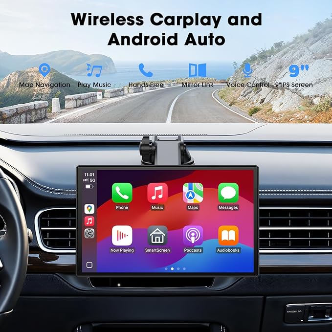 LAMTTO Wireless CarPlay Display for A-pple CarPlay and Android Auto - obrazek 2