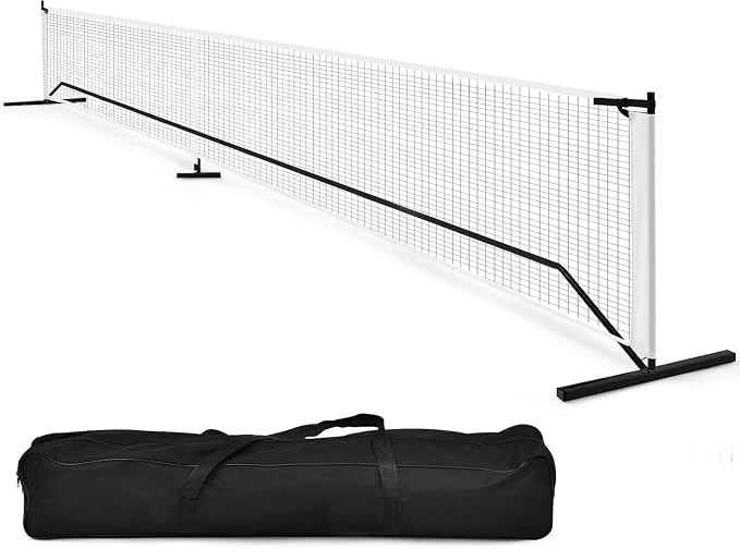 FANTASK Przenośna siatka tenisowa 670 x 92 cm, oficjalny rozmiar z metalową ramą i torbą do przenoszenia