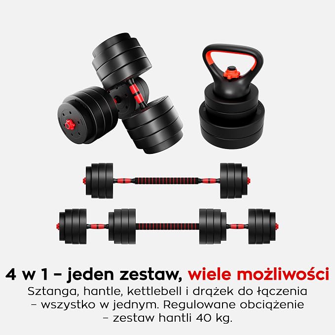 Athler Lion 45 Zestaw hantli regulowanych 4w1 ze sztangą do 40 kg - obrazek 3