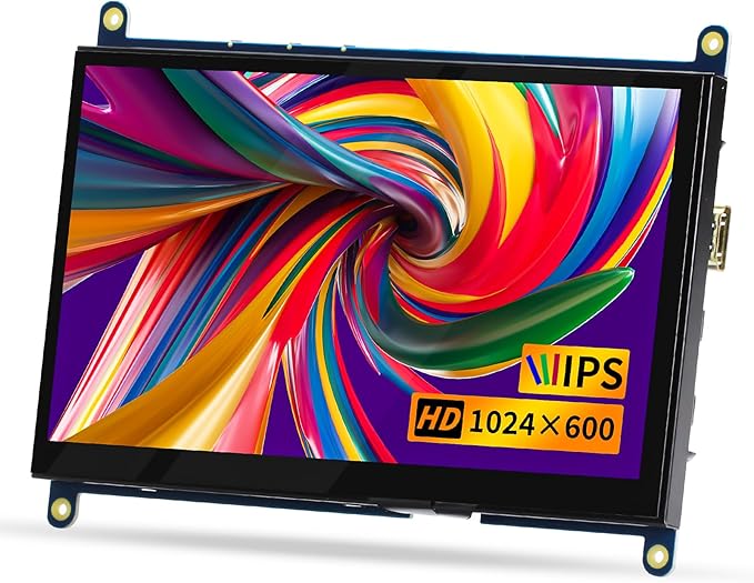 Mini 7-calowy monitor HDMI, przenośny monitor IPS, wyświetlacz LCD 1024 × 600, kąt widzenia 178 °, mały mini wyświetlacz dla Raspberry Pi 5, Pi 4, laptopa