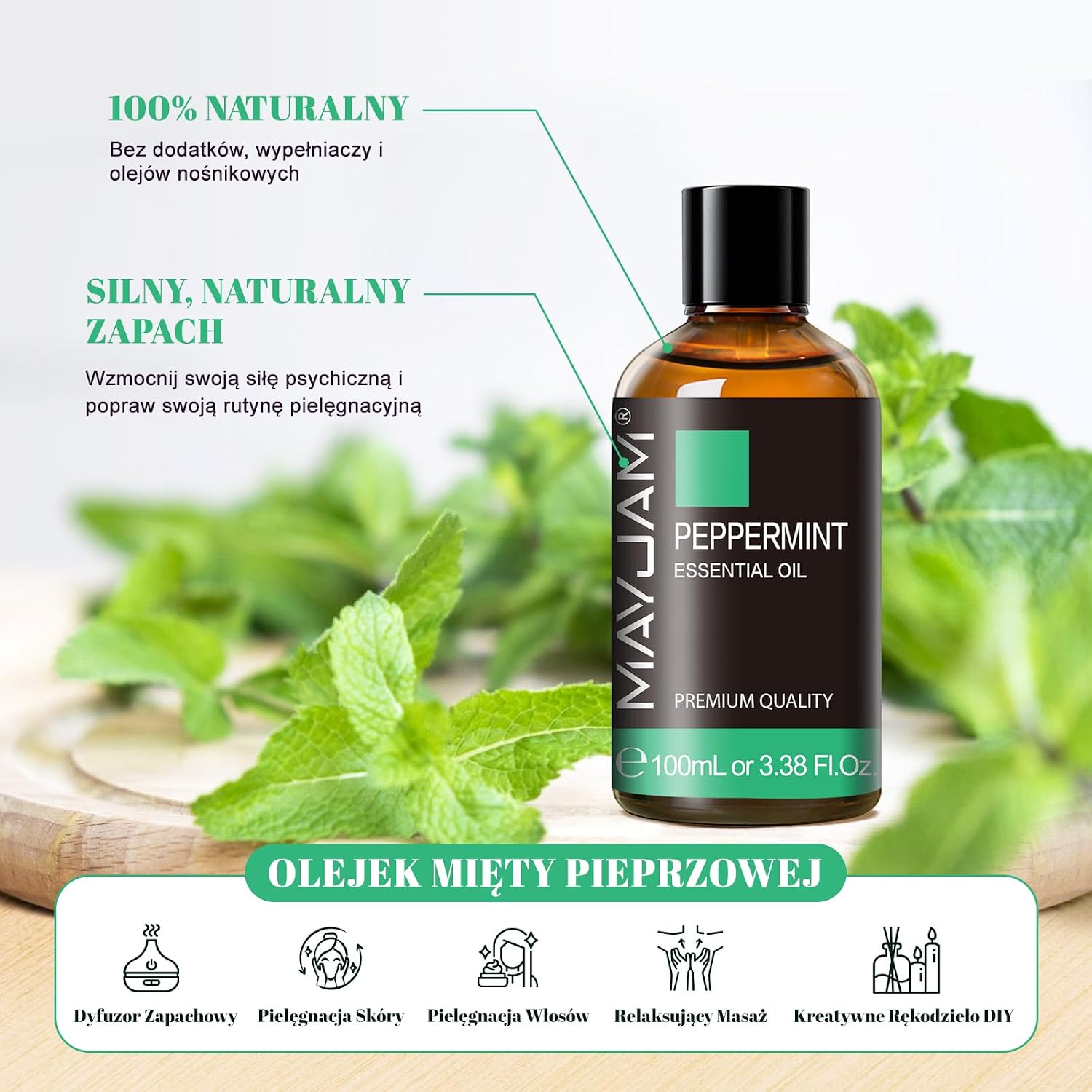 PHATOIL Olejek Eteryczny Mięty Pieprzowej 100ml 100% Czysty - obrazek 3