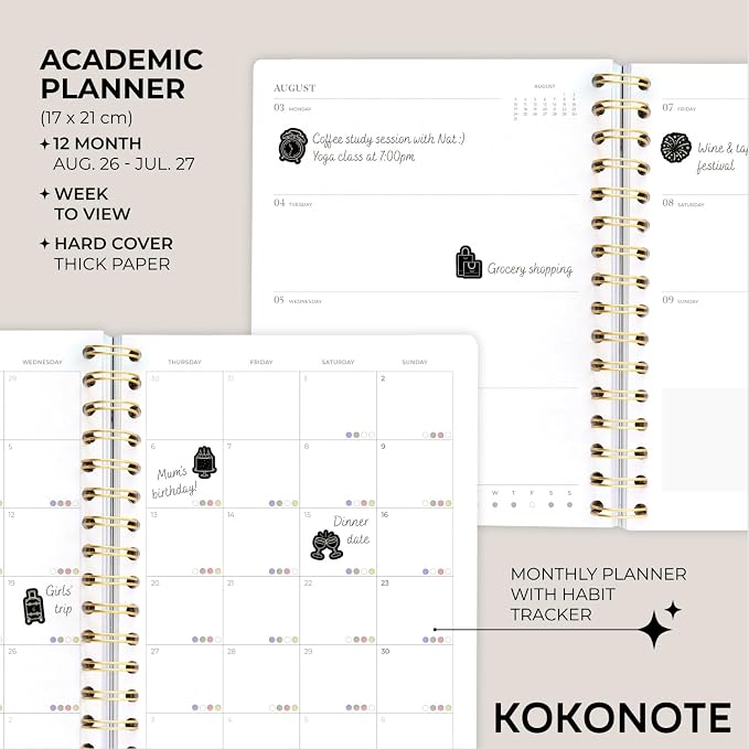 Kokonote Academic Diary 2026-2027 Week to View - obrazek 3