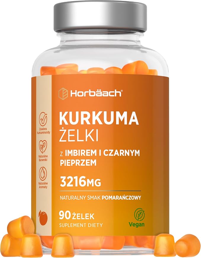 Kurkuma z Imbirem i Pipeprzem Żelki 3216mg