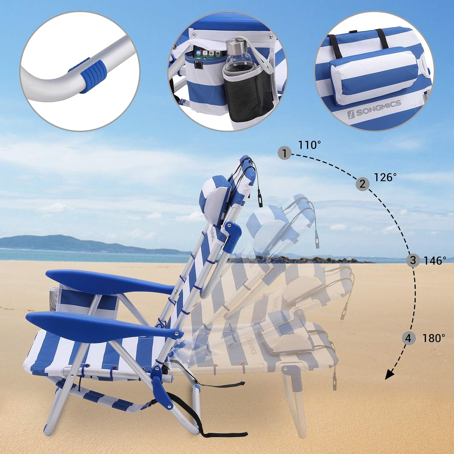 SONGMICS Krzesło plażowe składane - obrazek 5