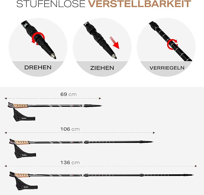 Attrac Nordic Walking Classic kijki trekkingowe 69-136 cm - obrazek 5