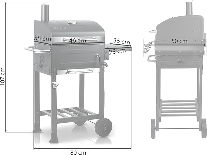 Berdsen Grill Węglowy Ogrodowy BBQChef z Kominem i Żeliwnym Rusztem - obrazek 3