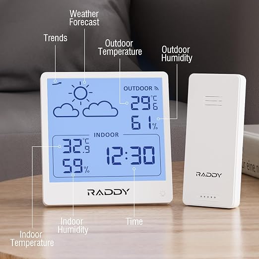 Raddy WF-50T Termometr Wewnętrzny Zewnętrzny Higrometr Bezprzewodowa - obrazek 2