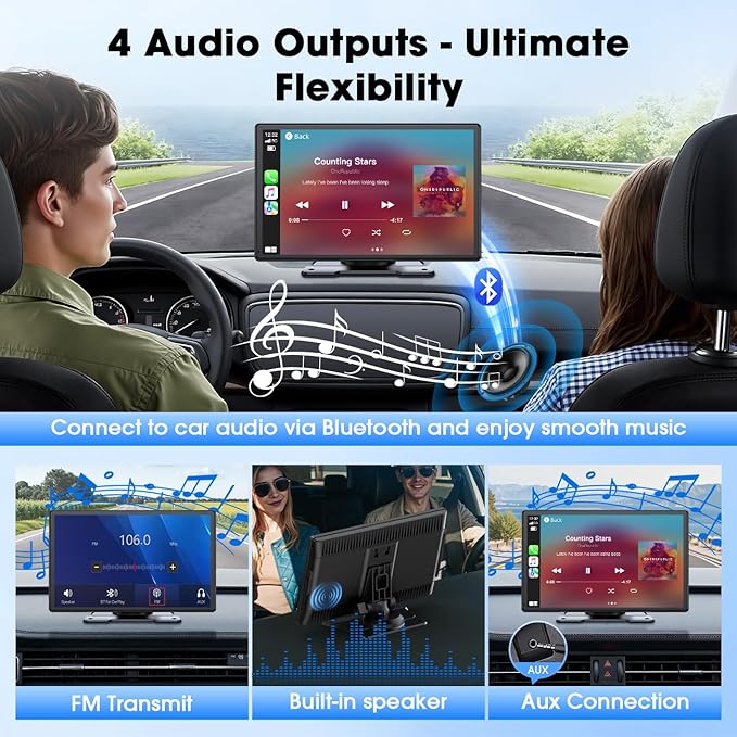 LAMTTO Wireless CarPlay Display for A-pple CarPlay and Android Auto - obrazek 4