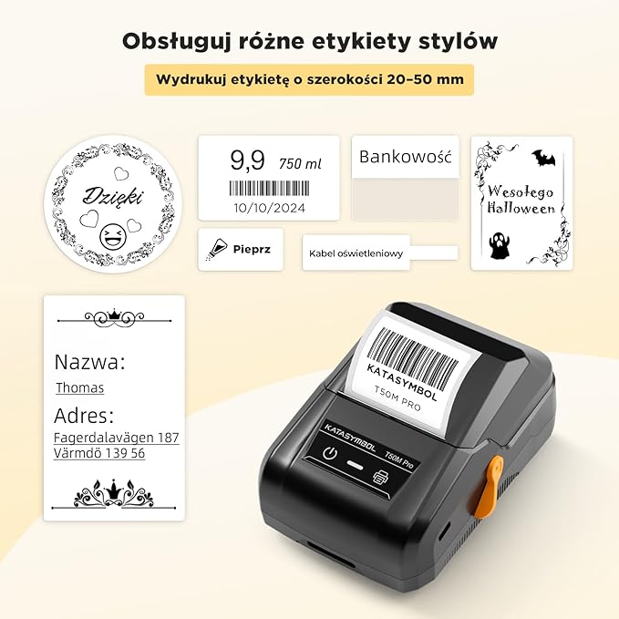 SUPVAN T50M Pro Drukarka Etykiet Bluetooth z Wodoodpornych Etykiet | 660+ Ikon, 50+ Ramkami, 30+ Czcionek, Dla Androida i iOS, Obsługuje Etykiety o Szerokości 20–50 mm, Do Szkoły, Biura i Domu - obrazek 3