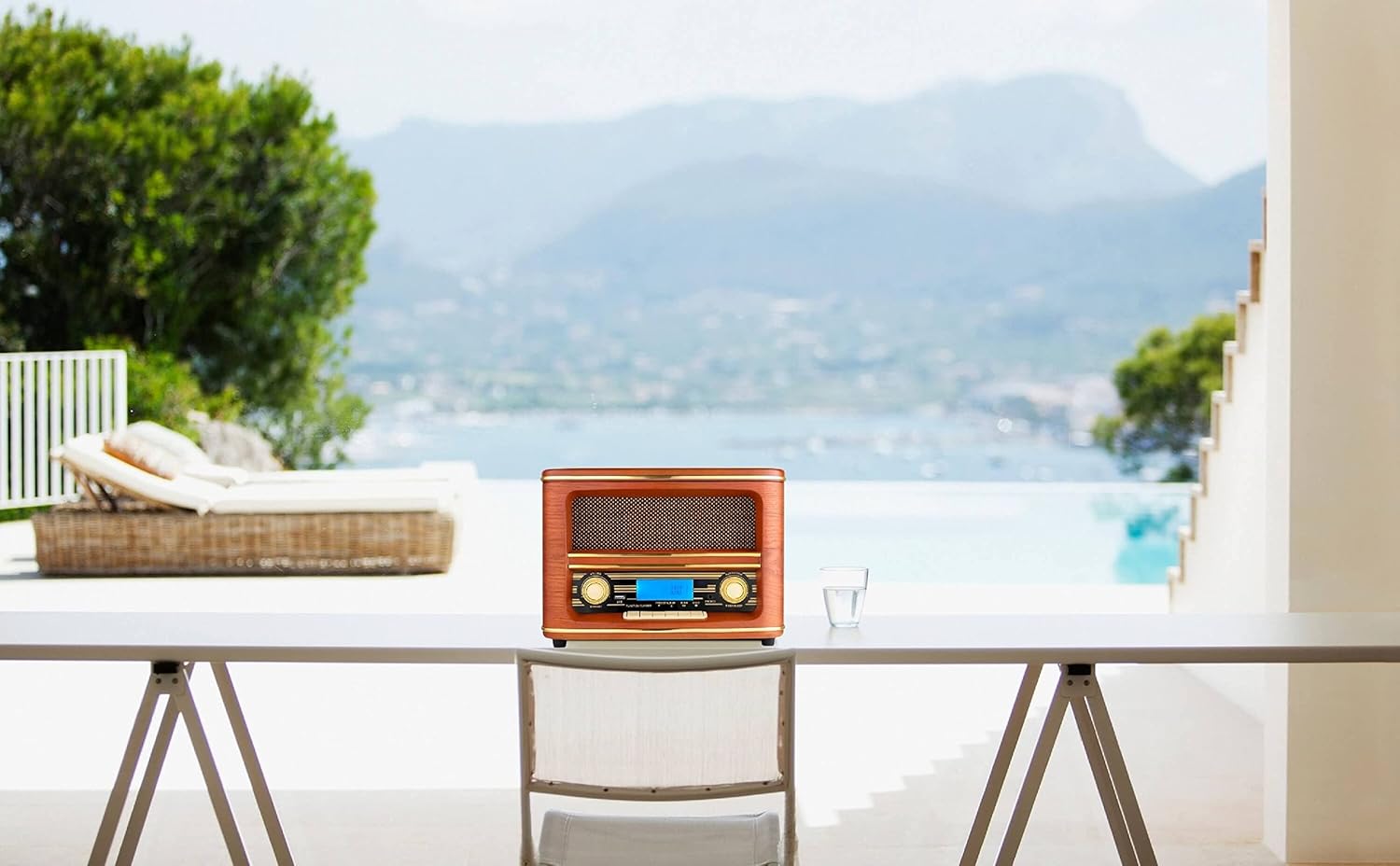 Nostalgia kompaktowy zestaw | Bluetooth | wyświetlacz LCD | retro radio drewniane z odtwarzaczem CD | USB | zestaw muzyczny w stylu retro | wieża stereo | pilot zdalnego sterowania | radio kuchenne | - obrazek 4
