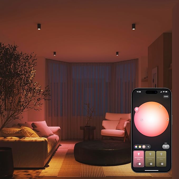 Żarówka Philips Hue Essential Smart LED – ośw. punktowe GU10, White and Color Ambiance, 4,7 W, 2200K–6500K, 345 lumenów, przyciemnianie, działa z Alexą, Asystentem Google i Apple Home, op. 1 szt. - obrazek 2