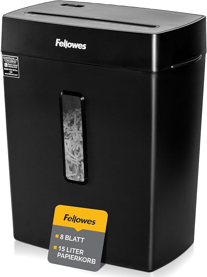 Fellowes Powershred Fs-8C 5013801 Niszczarka do Papieru, Czarny, 18.9 x 32.9 x 36.9 cm