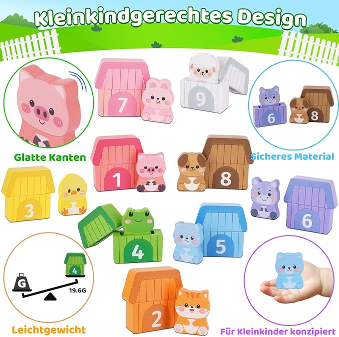 KMTJT Montessori drewniana zabawka dla dzieci od 1 roku - obrazek 4
