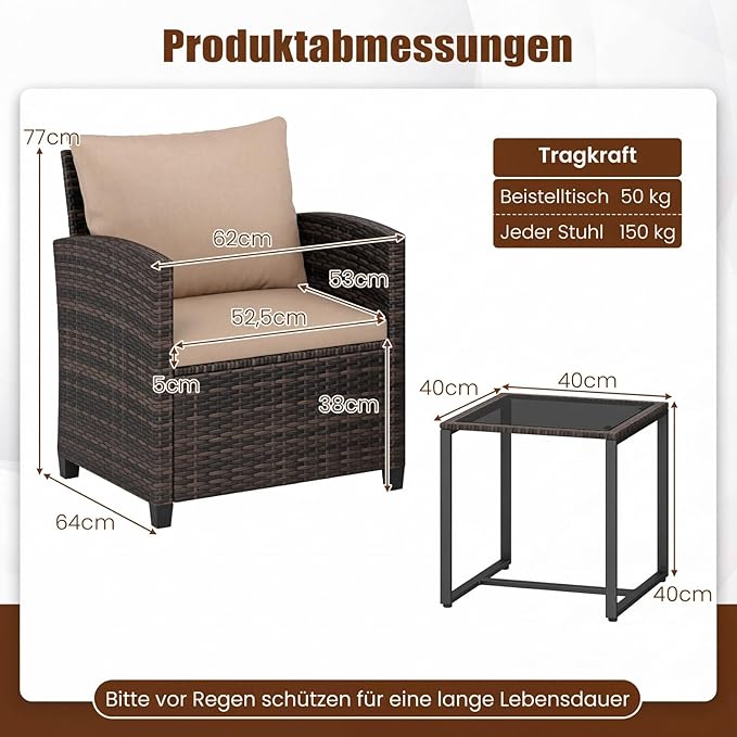 COSTWAY Zestaw mebli ogrodowych z rattanu - obrazek 4