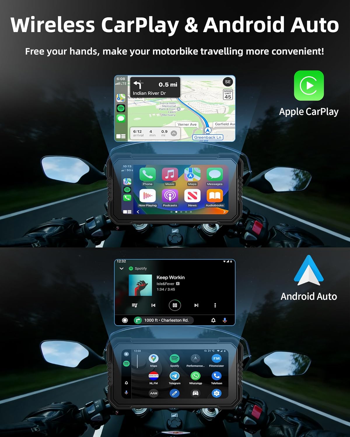 Jansite 6 25-calowy wyświetlacz motocyklowy Carplay z TPMS - obrazek 4