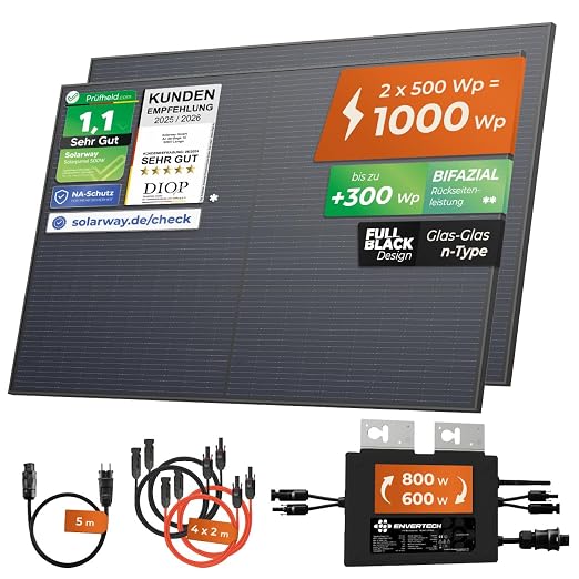 Solarway® Elektrownia balkonowa 1000W 800W kompletne gniazdko - obrazek 3