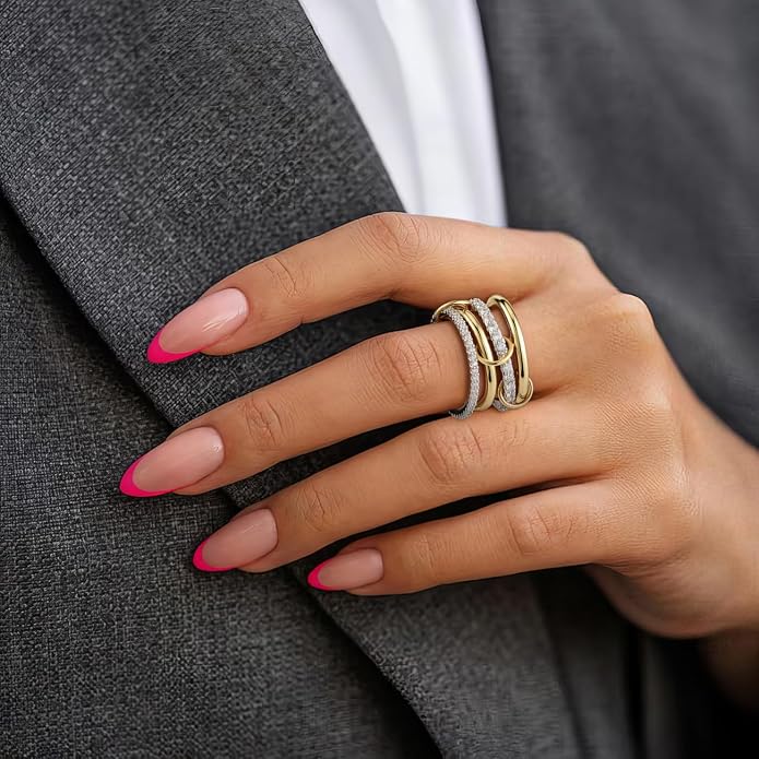 Emibele Stackable Rings for Women - obrazek 2