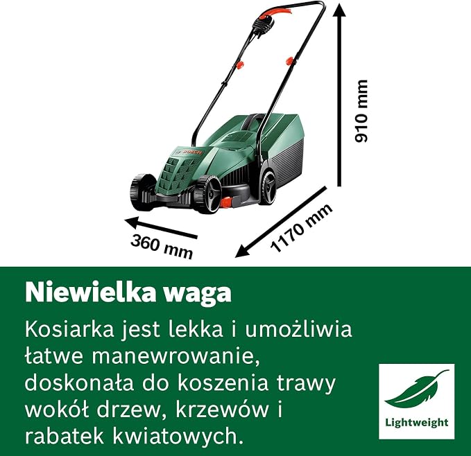 Bosch Kosiarka sieciowa EasyRotak 32-235 silnik 1 200 W, szerokość cięcia: 32 cm, zbiornik na trawę 31 l, do mniejszych ogrodów - obrazek 3