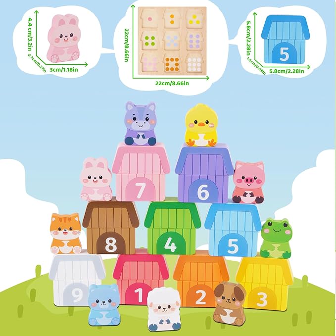 KMTJT Montessori drewniana zabawka dla dzieci od 1 roku - obrazek 7