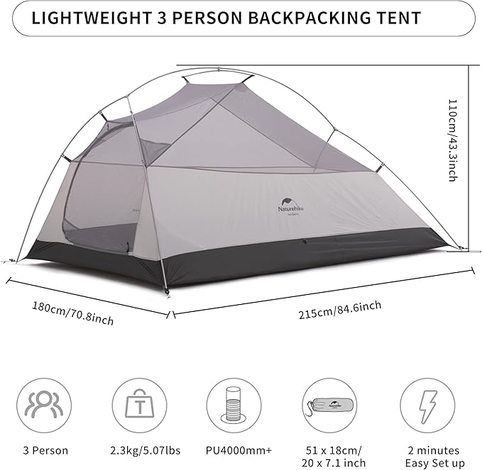 Naturehike Nowy Cloud-up 3 Upgrade Ultralight Namioty Namiot - obrazek 3