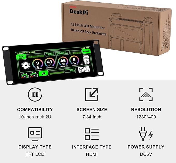 GeeekPi 7.84 calowy 1280 x 400 Pojemnościowy ekran dotykowy LCD - obrazek 7