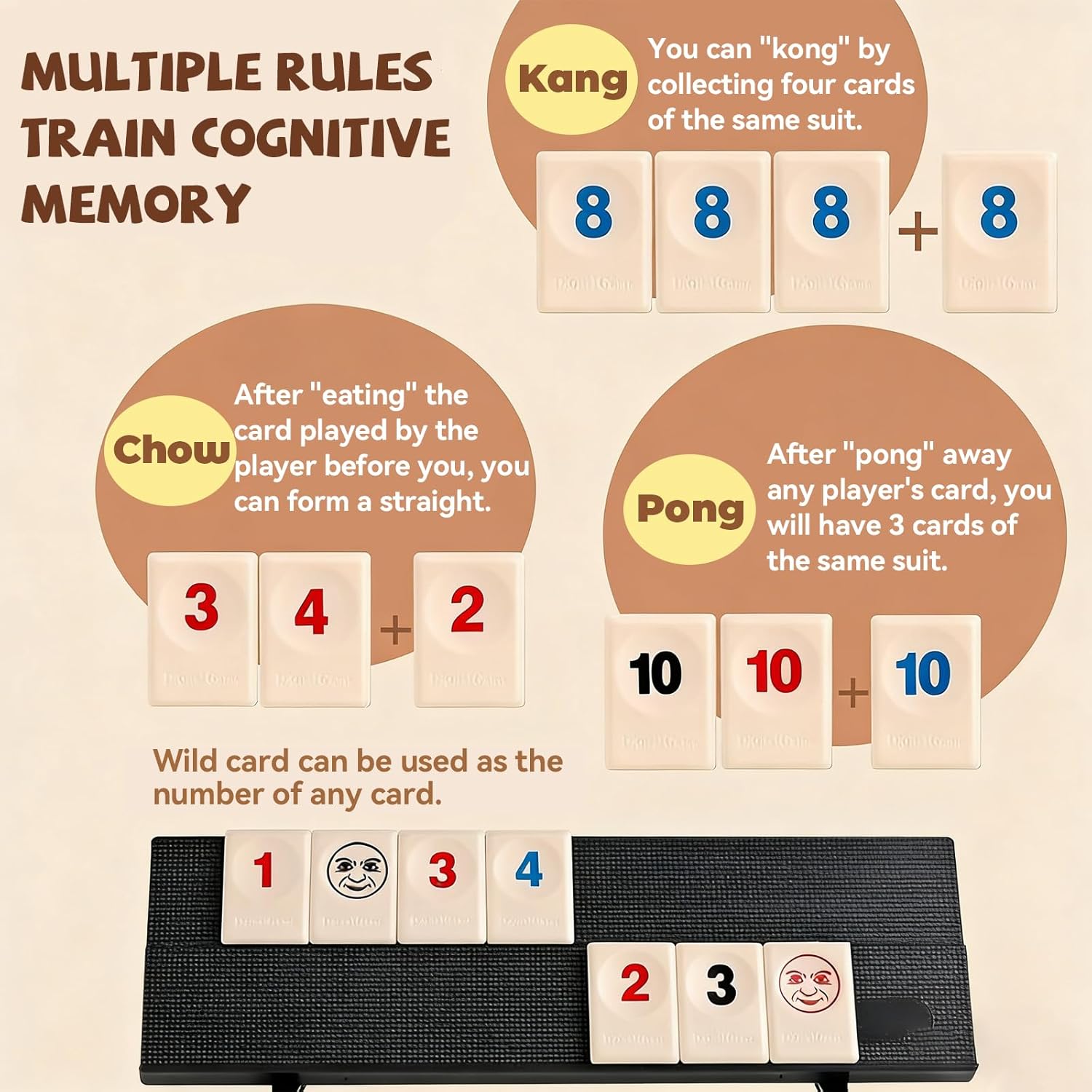 Rummy Classic Mini Rami zestaw zabawczy z kartami i uchwytami - obrazek 5