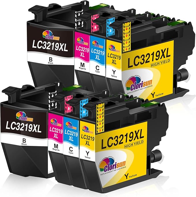 Clorisun LC3219XL wkłady do drukarek, kompatybilne z Brother LC 3219XL LC3219 XL LC3217 LC 3217 Multipack wkłady atramentowe, zamiennik do MFC J5330DW J5335DW J6930DW J6530DW J5730DW J5930DW J6935DW, 8 sztuk