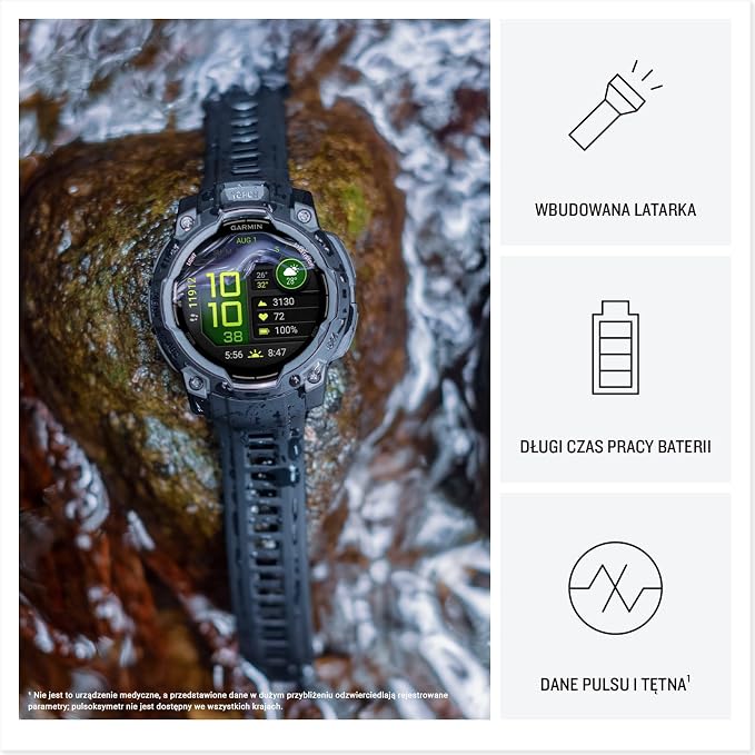 Instinct 3 45mm AMOLED Black Bezel with Black Band - obrazek 3