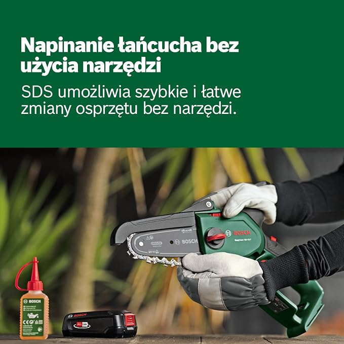 Bosch Mini piła łańcuchowa EasyChain 18V-15-7, do cięcia drewna, system 18V, prędkość łańcucha: 6,95 m/s, bez akumulatora - obrazek 6