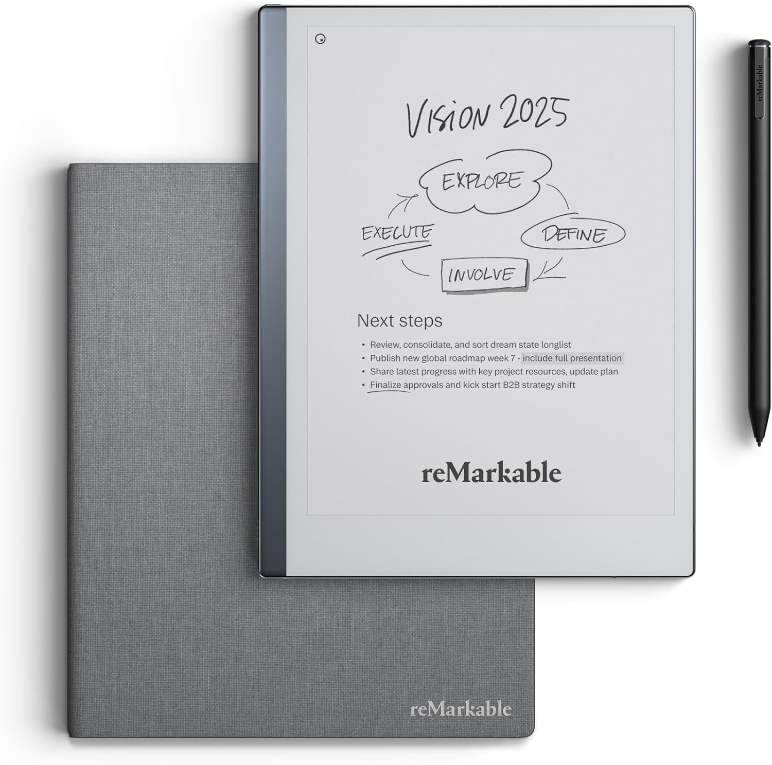 reMarkable Zestaw Premium reMarkable 2 | Tablet E-Ink - Wyświetlacz 10,3" Czarno-Biały + Rysik Marker Plus ze Zintegrowaną Gumką + Etui Book Folio Polymer Basalt | 10,3-calowy papierowy tablet z czarno-białym wyświetlaczem, cyfrowy notatnik e-ink dla lepszego myślenia, pisania i czytania - obrazek 2