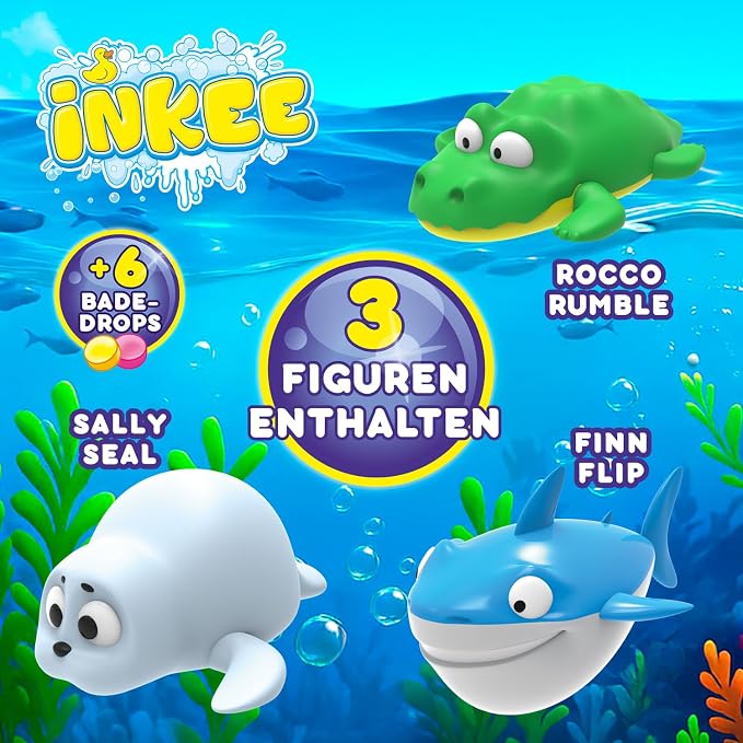 INKEE TOYS Zabawka do kąpieli 3 zwierzęta morskie z rekinem - obrazek 3