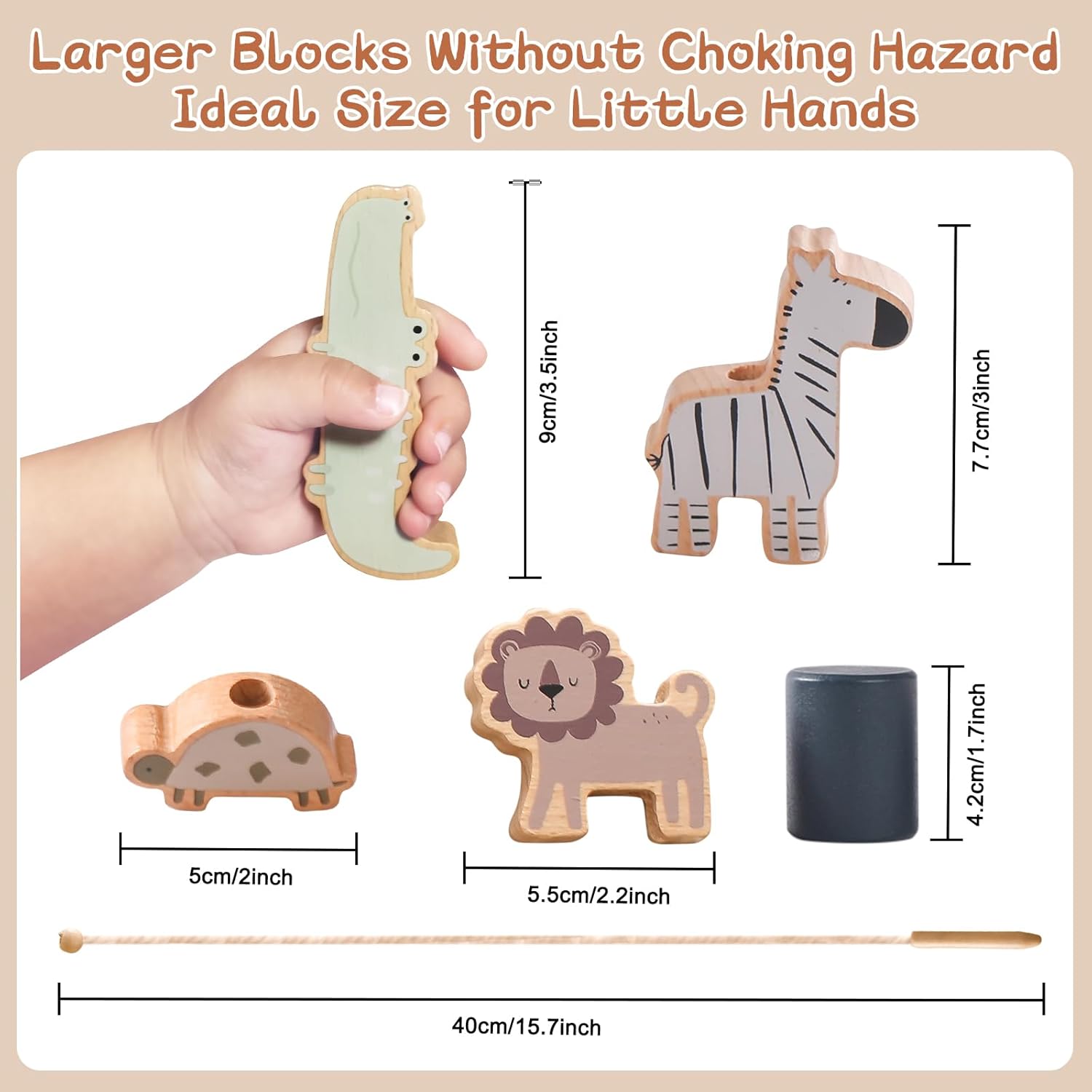 Gra nawlekana od 2 lat drewniana zabawka do układania w stos - obrazek 3