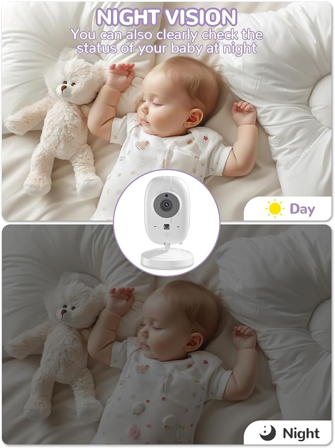 Babyfon z kamerą 2 8-calowy monitor dla niemowląt 720p Baby Phone - obrazek 4
