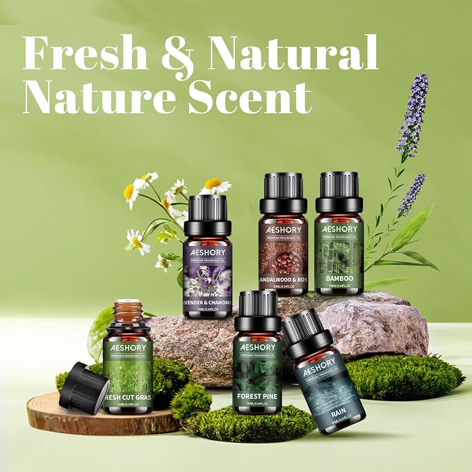 AESHORY 6 x 10ML Zestaw Naturalnych Olejków Eterycznych Do Dyfuzora - obrazek 2