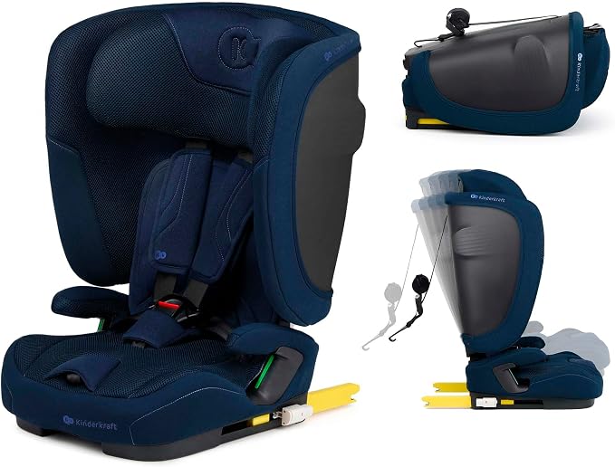 Kinderkraft FIX2GO fotelik dziecięcy i-Size, 76-150 cm, ISOFIX, Top Tether, czujnik saferide, do ok. 12 lat, systemy bezpieczeństwa, wysokiej jakości pokrowce, fotelik dziecięcy, fotelik dziecięcy