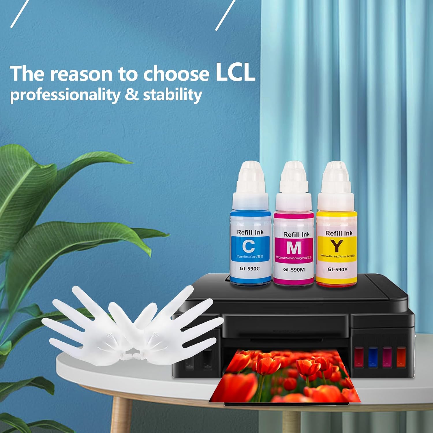 LCL Kompatybilna butelka z atramentem GI-490 GI-590 GI-590BK GI-590C GI-590M GI-590Y (3PK CMY Dye 70 ml) zamiennik dla Canon Pixma G1400 G1410 G2400 G2410 G3400 G4410 G4410 1 G15 00 G1510 G2500 G2510 - obrazek 5