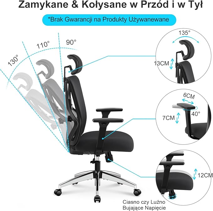 Ergonomiczne krzesło biurowe Ticova - obrazek 4
