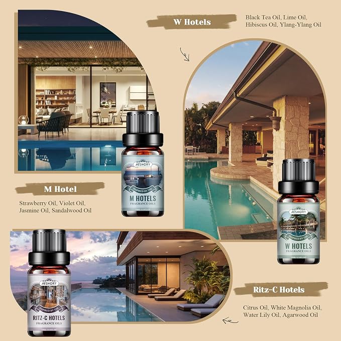 Aeshory 6 x 10ml Zestaw Olejków Eterycznych Do Hotelu - obrazek 2