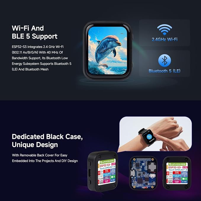 Waveshare ESP32-S3 1.8inch AMOLED Touch Display Development Board - obrazek 7