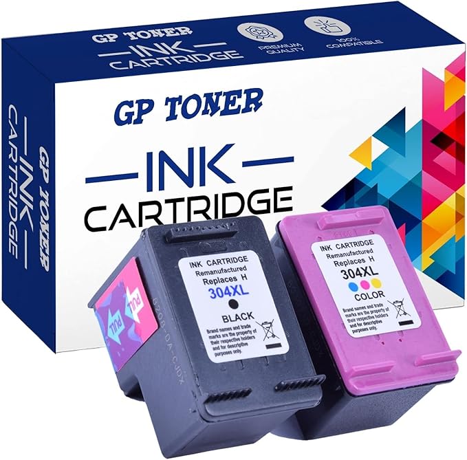GP TONER Tusz zamiennik do HP 304 304XL do HP Envy 5020, 5030, 5032, 5055 All-in-One, Deskjet 2620 2630 2632 2633 2634 3720 3730 3733 3735 (304XL Zestaw (Czarny + Kolor))