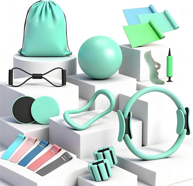 Zestaw Pilates 19PCS Mint Green Home Pilates Zestaw do treningu