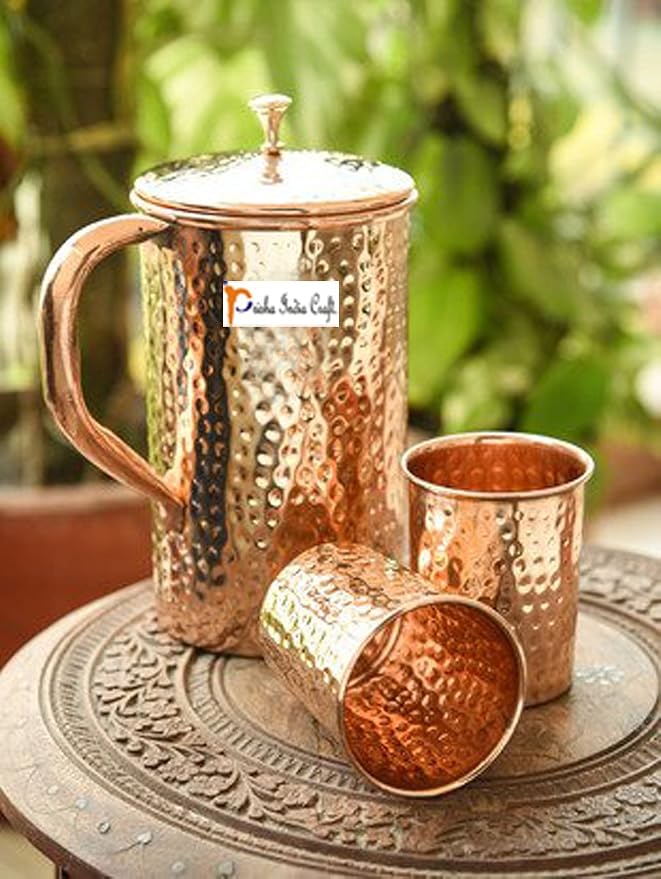 Prisha India Craft Najwyższej jakości dzbanek z czystej miedzi - obrazek 2
