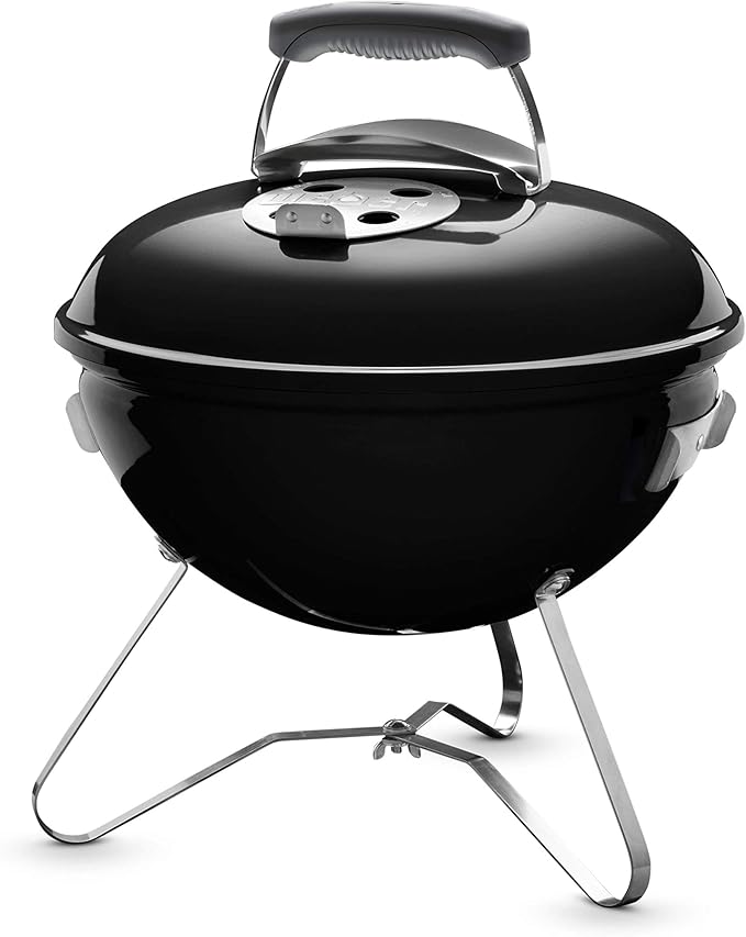 Weber Smokey Joe Original Grill węglowy, powierzchnia grilla Ø 37 cm, przenośny grill BBQ, grill BBQ z emaliowanym pokrywą i kociołkiem - Czarny (1111004)