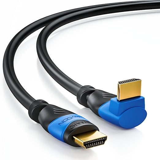 deleyCON 5m Kabel HDMI Kątowy (Kąt 90°) - UHD 4K HDR 1080p 2160p EARC - do TV, Soundbara, Monitora, PC, Laptopa, Projektora, PS5, Xbox - Czarny - obrazek 2