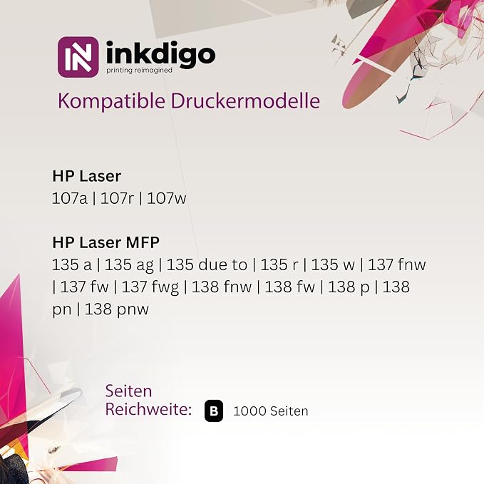 W1106A z chipem Premium TÜV toner czarny kompatybilny z HP 106A do HP LaserJet MFP 135wg Toner 137fwg 135w 137fnw 135a 107a 107r 135r 137fnw MFP 138 - obrazek 2