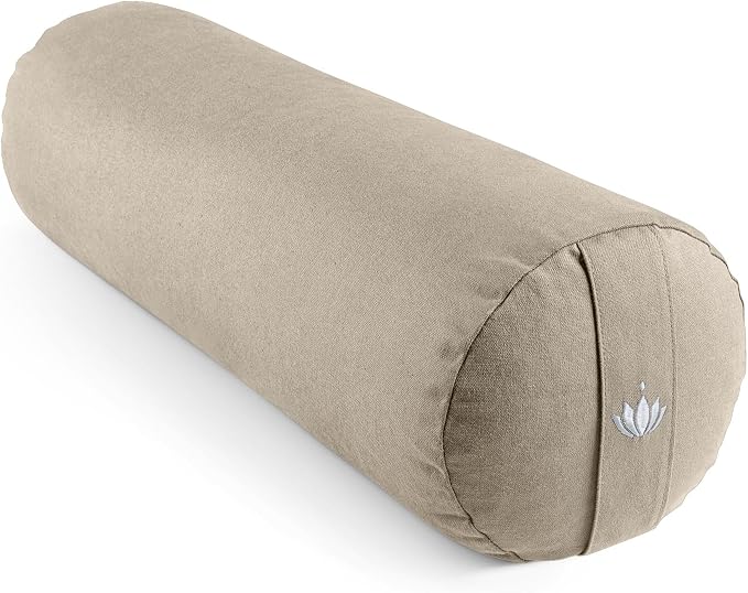Lotuscrafts Rolka do jogi Ø 24 cm, wyściółka do jogi z wypełnieniem w 100% z ekologicznego orkiszu, poszewka nadająca się do prania z bawełny, do ćwiczeń Yin Restorative jogi, certyfikat GOTS