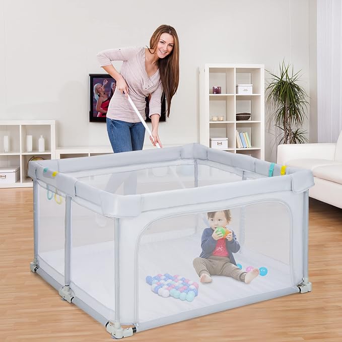 COSTWAY 124 x 124 cm Kojec dla niemowl膮t sk艂adany - obrazek 2